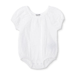 Baby Girl Short - Sleeve Bodysuit Snap Fastening Crew Neck - Ecru Ecru - ebebek