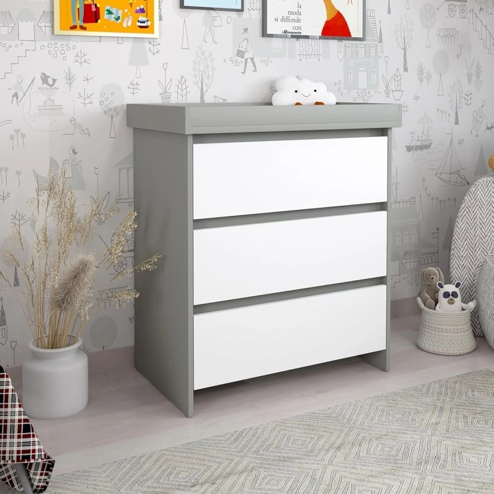 Shefa Kids 880 Baby Changing Unit - Grey/White - ebebek - Black Friday