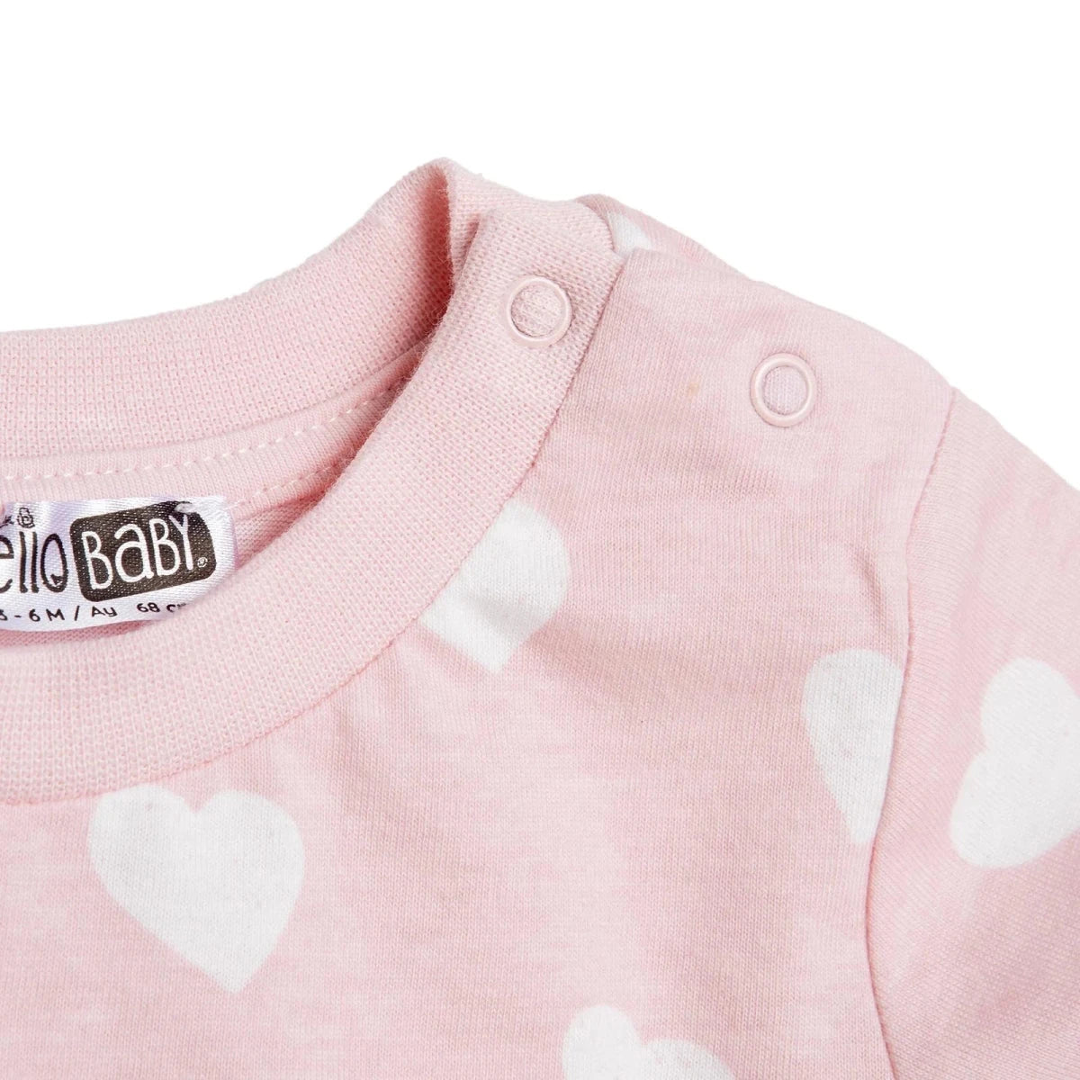 HelloBaby Girls Short Sleeve Pyjamas Set Heart Crew Neck Short Leg Short Sleeve - Pink Pink - ebebek