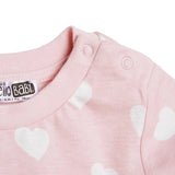 HelloBaby Girls Short Sleeve Pyjamas Set Heart Crew Neck Short Leg Short Sleeve - Pink Pink - ebebek