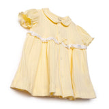 Bebetto Girls Dress Snap Fastening Sweet Princess Frill Neck Short Sleeve - Yellow Yellow - ebebek