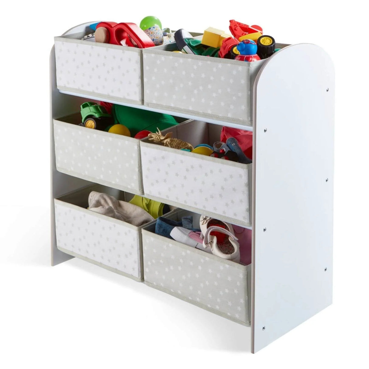 Hello Home Kids Bedroom Toy Storage Unit with 6 Fabric Storage Boxes - White - ebebek - Black Friday