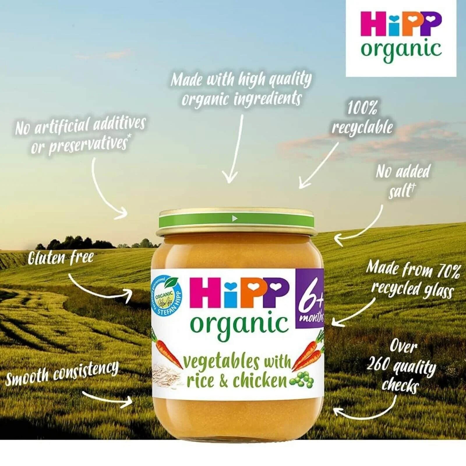 HiPP Organic Vegetables with Rice & Chicken Baby Food Jar 6+ months 125g - ebebek - Black Friday