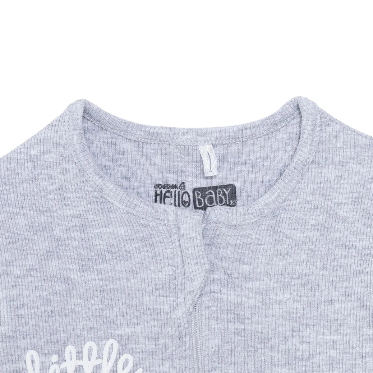 Baby Boy Footed Sleepsuit Zip Fastening Crew Neck - Grey Grey - ebebek
