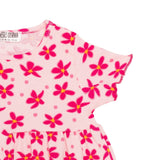 HelloBaby Girls Dress Floral Print Buttoned Crew Neck Short Sleeve - Pink Printed Pink Printed - ebebek