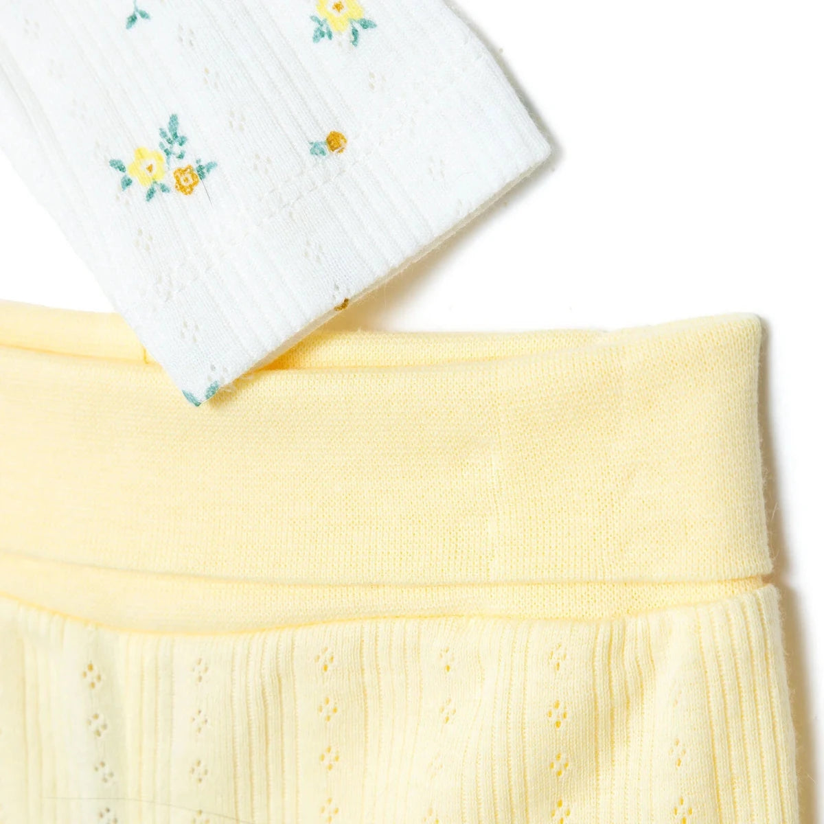 Bebetto Girls Cardigan & Footed Trousers Set Floral Print Snap Fastening Bloom Crew Neck Full Length - Yellow Yellow - ebebek
