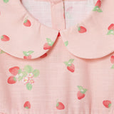 HelloBaby Girls Dress Cherry Print Buttoned Berry Belle Peter Pan Collar Short Sleeve - Pink Printed Pink Printed - ebebek