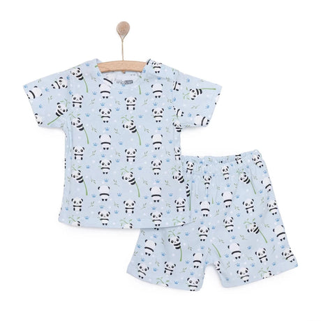 HelloBaby Newborn T-Shirt Shorts - Blue Printed Blue Printed - ebebek