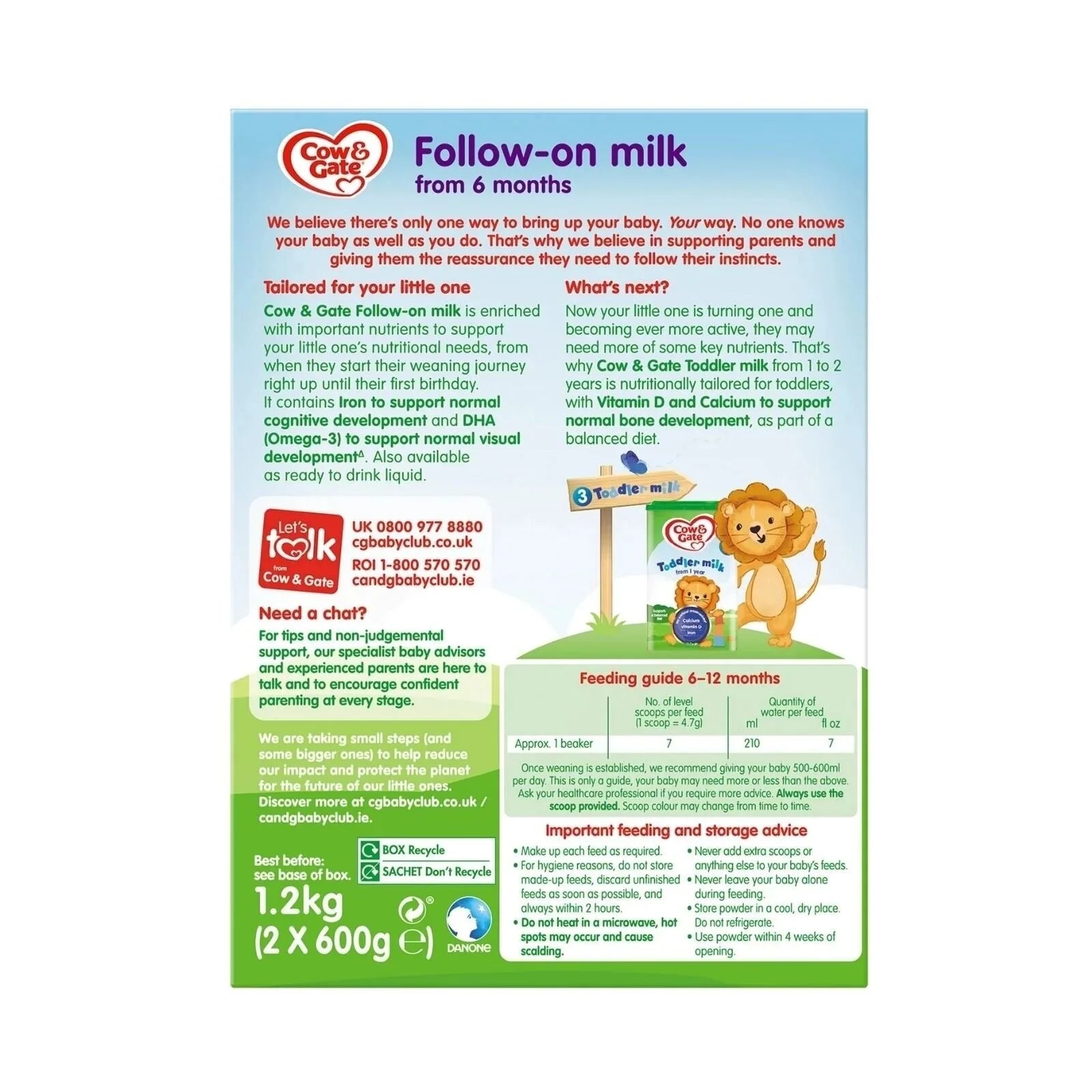 Cow and Gate 2 Follow On Milk Formula 6 - 12 months 1.2kg (2x600g) - ebebek - Black Friday