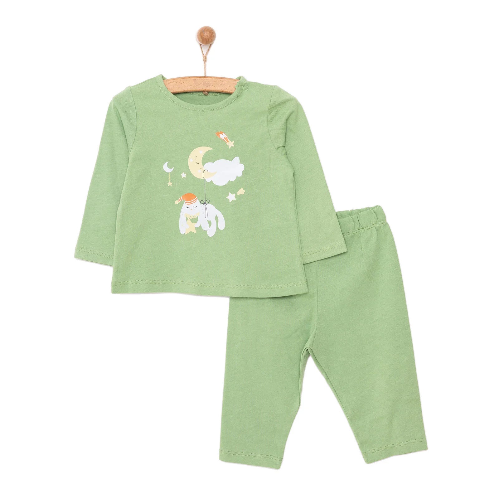 HelloBaby Unisex Long Sleeve Pyjamas Set - Light Green - ebebek - Black Friday
