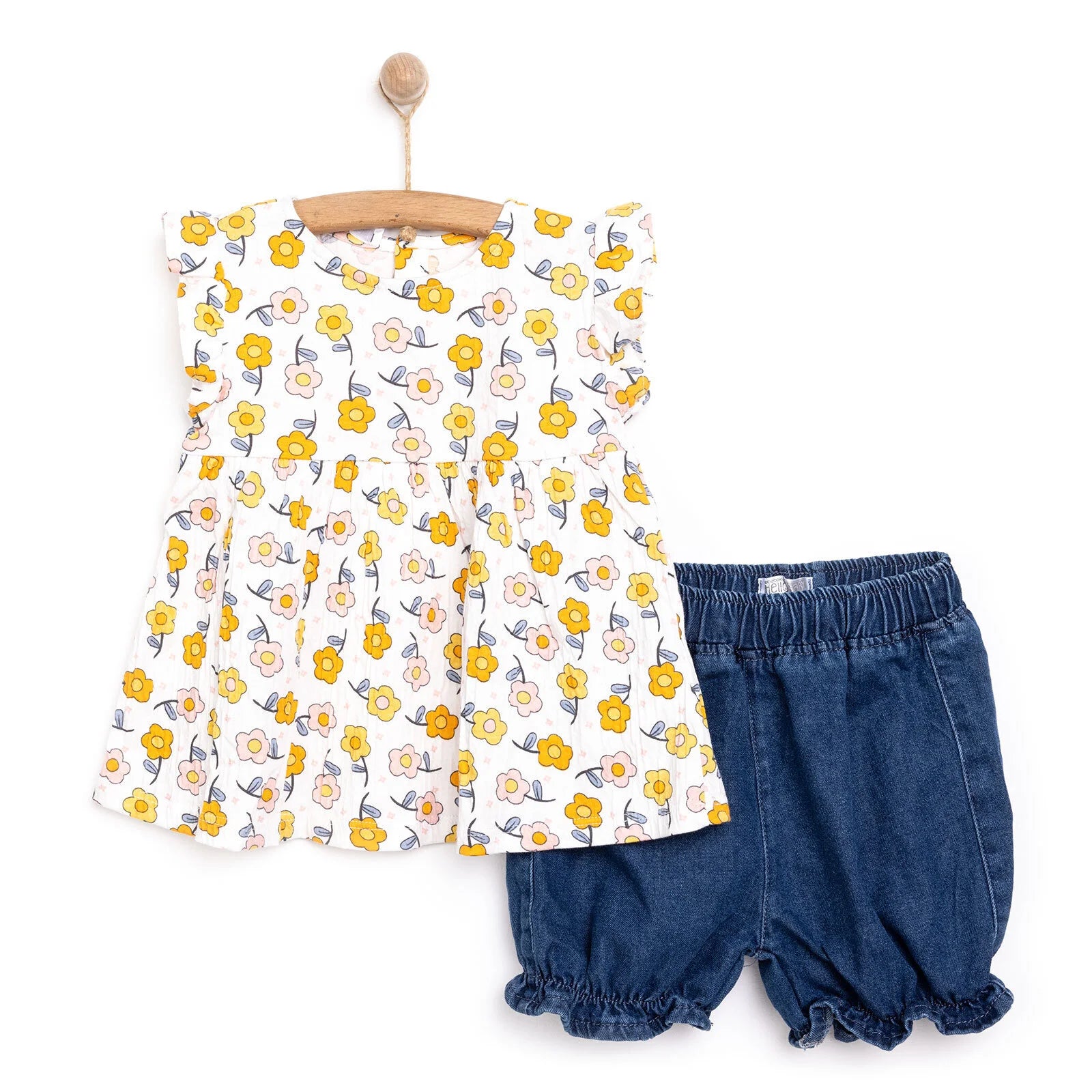 HelloBaby Flowers Girl Tshirt - Short - Ecru - ebebek - Black Friday