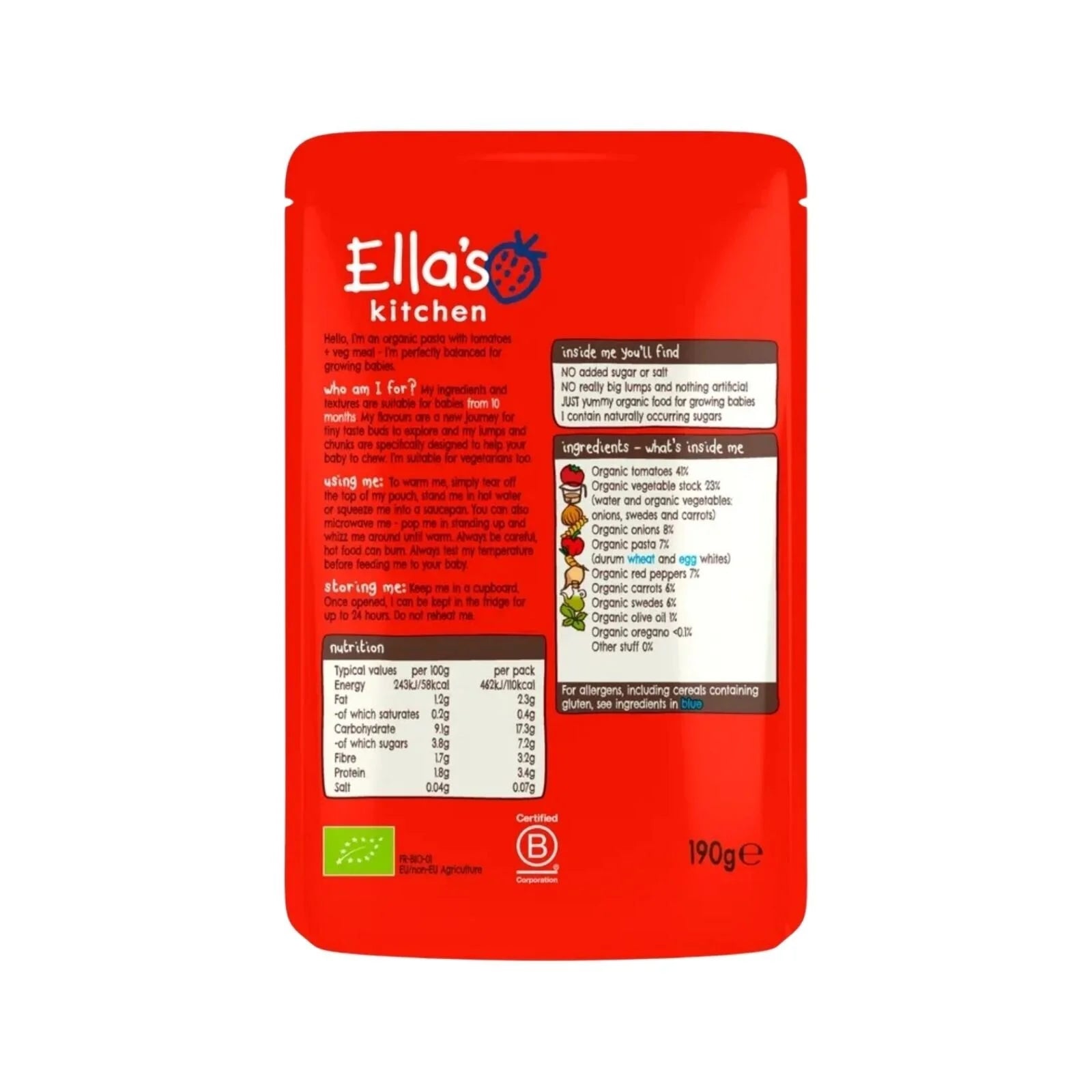 Ella's Kitchen Organic Tomato Pasta with Vegetables 10+ months 190g - ebebek - Black Friday
