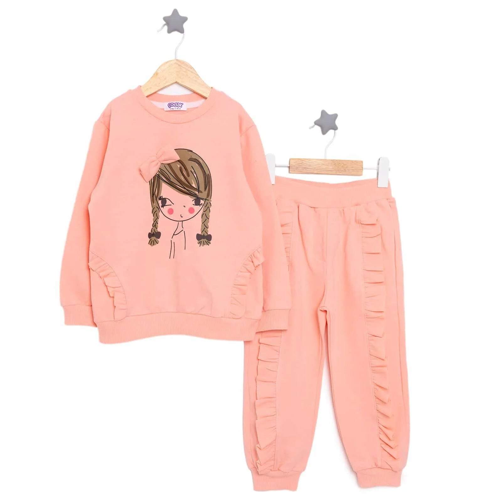 Cocux Cute Animals Girl Jogging Set - Salmon - ebebek - Black Friday