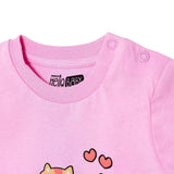 HelloBaby Girls Short Sleeve Pyjamas Set Animal Crew Neck Long Leg Short Sleeve - Pink Pink - ebebek