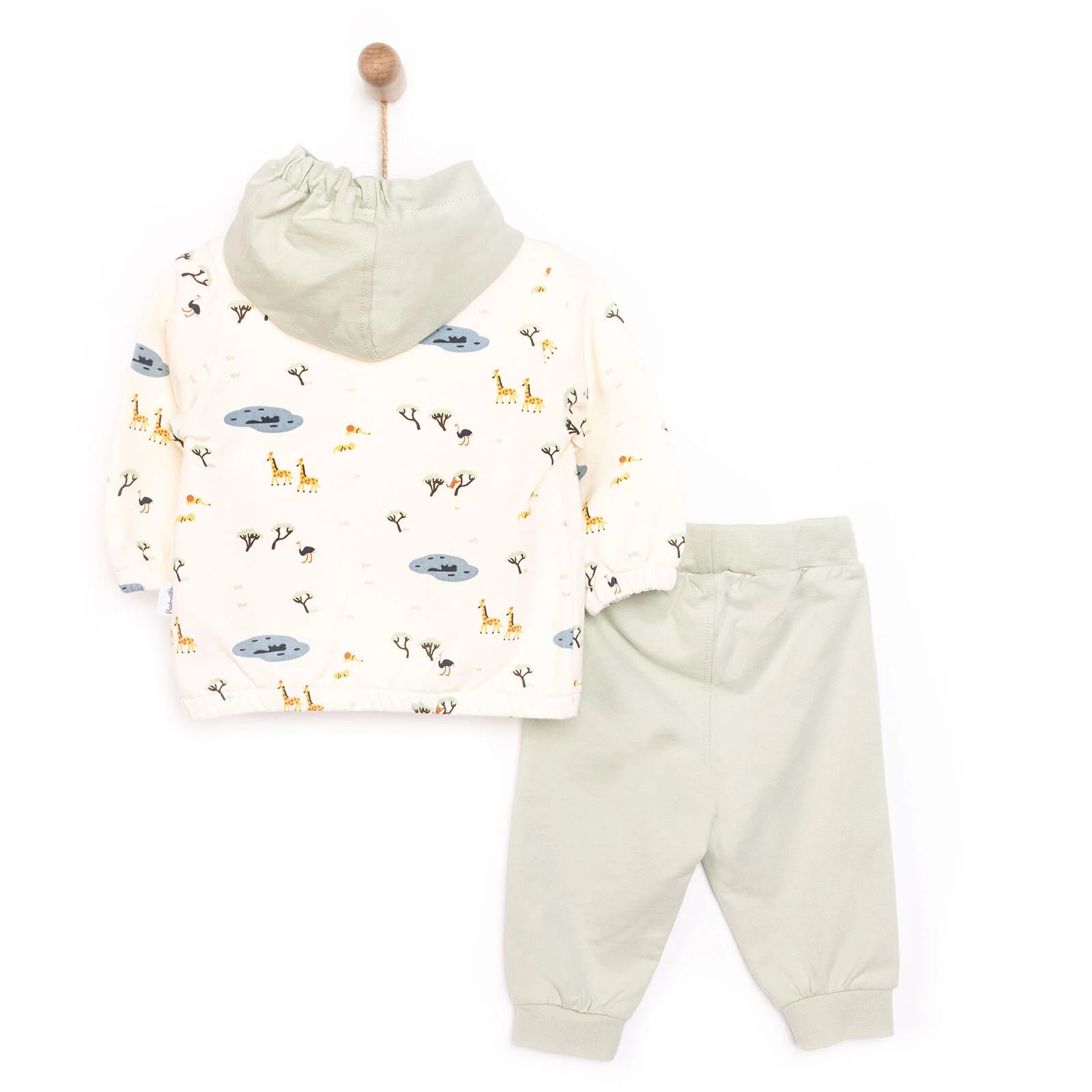 Bebetto Newborn Baby Boy Safari Hooded Cardigan - Sweatshirt - Footless Bottom - Multicolour - ebebek - Black Friday