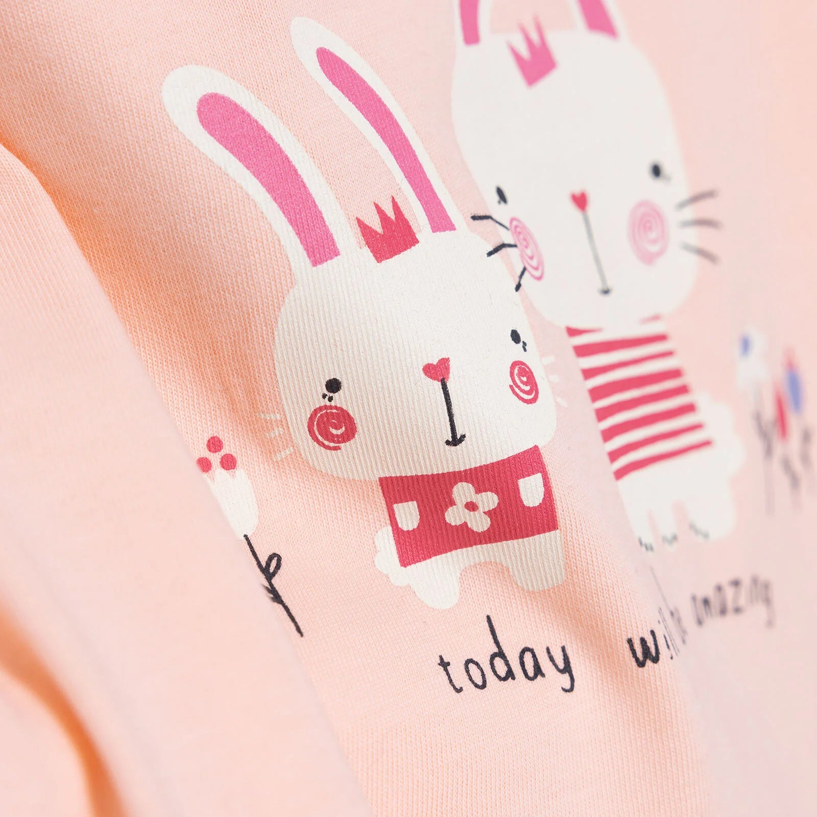 HelloBaby Basic Girl Rabbits Printed T-shirt - Salmon - ebebek - Black Friday