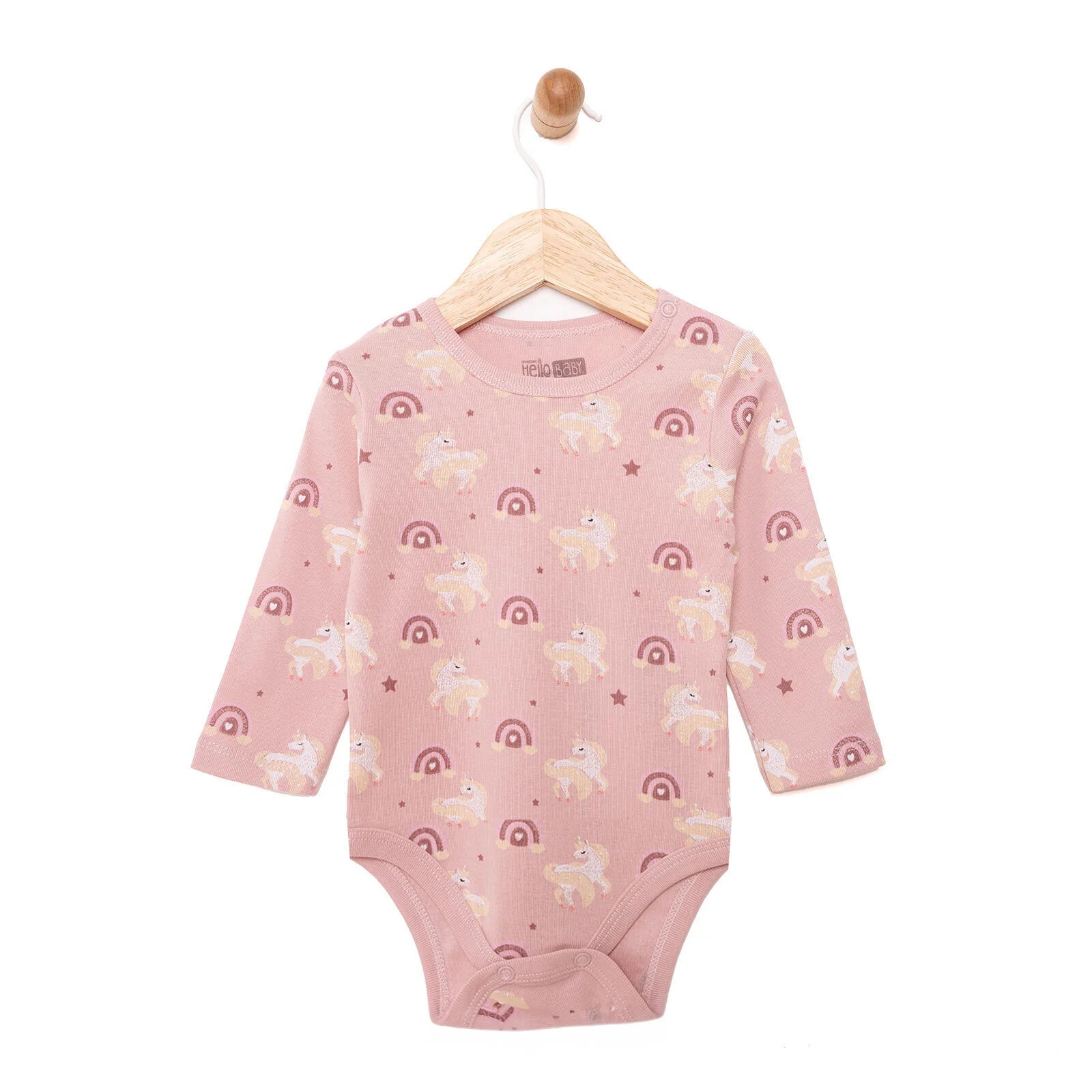 HelloBaby Girl Long Sleeve Bodysuit - Light Rose - ebebek - Black Friday