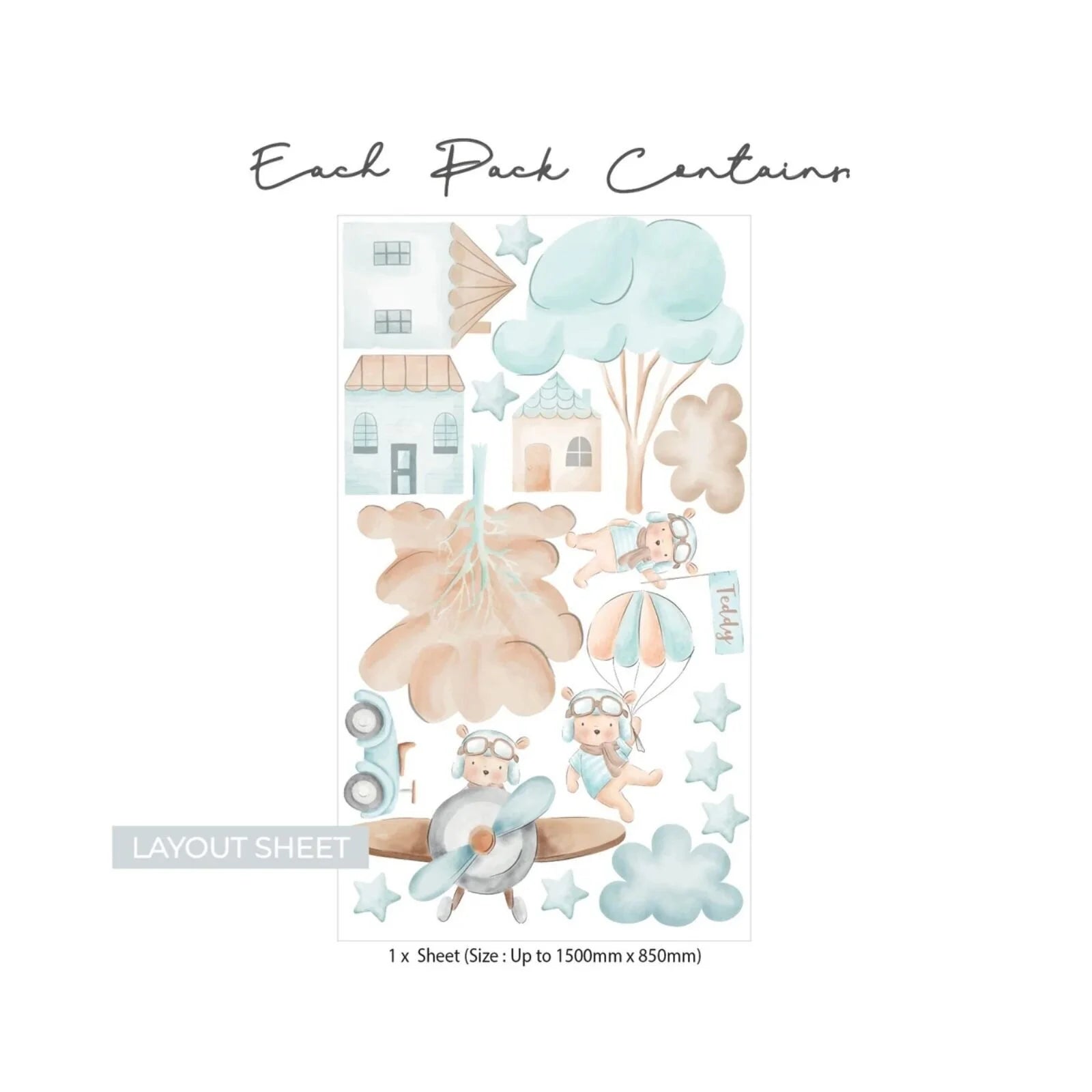 Live Vida Teddy Adventures Large Wall Stickers - ebebek - Black Friday