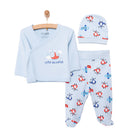 HelloBaby Wrapover Top - Hat - Footed Bottom - Light Blue - ebebek - Black Friday