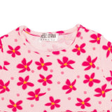 HelloBaby Girls Dress Floral Print Buttoned Crew Neck Short Sleeve - Pink Printed Pink Printed - ebebek