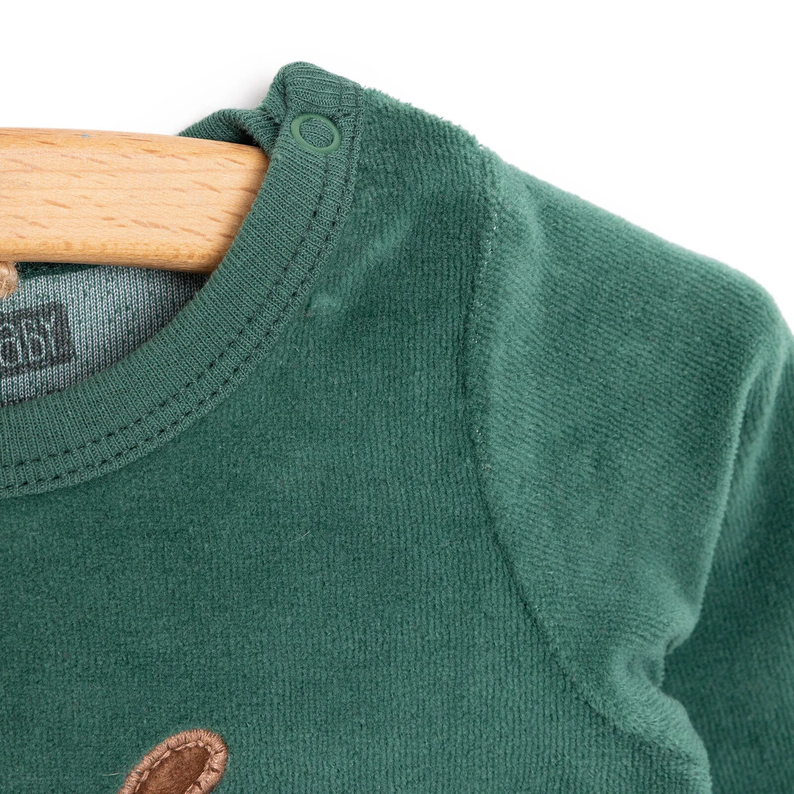 HelloBaby Newborn Unisex Embroidered Velvet Rompers - Green - ebebek - Black Friday