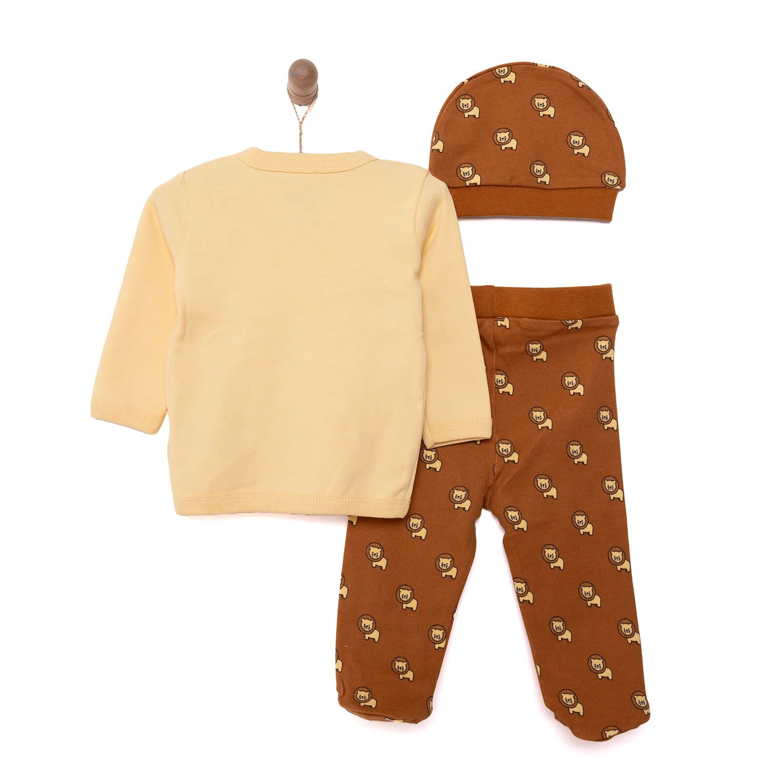 HelloBaby Newborn Baby Top - Hat - Footed Bottom - Beige - ebebek - Black Friday