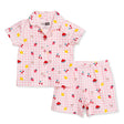 HelloBaby Girls Short Sleeve Pyjamas Set Fruit Print Buttoned Shirt Collar Short Length Short Sleeve - Pink Pink - ebebek