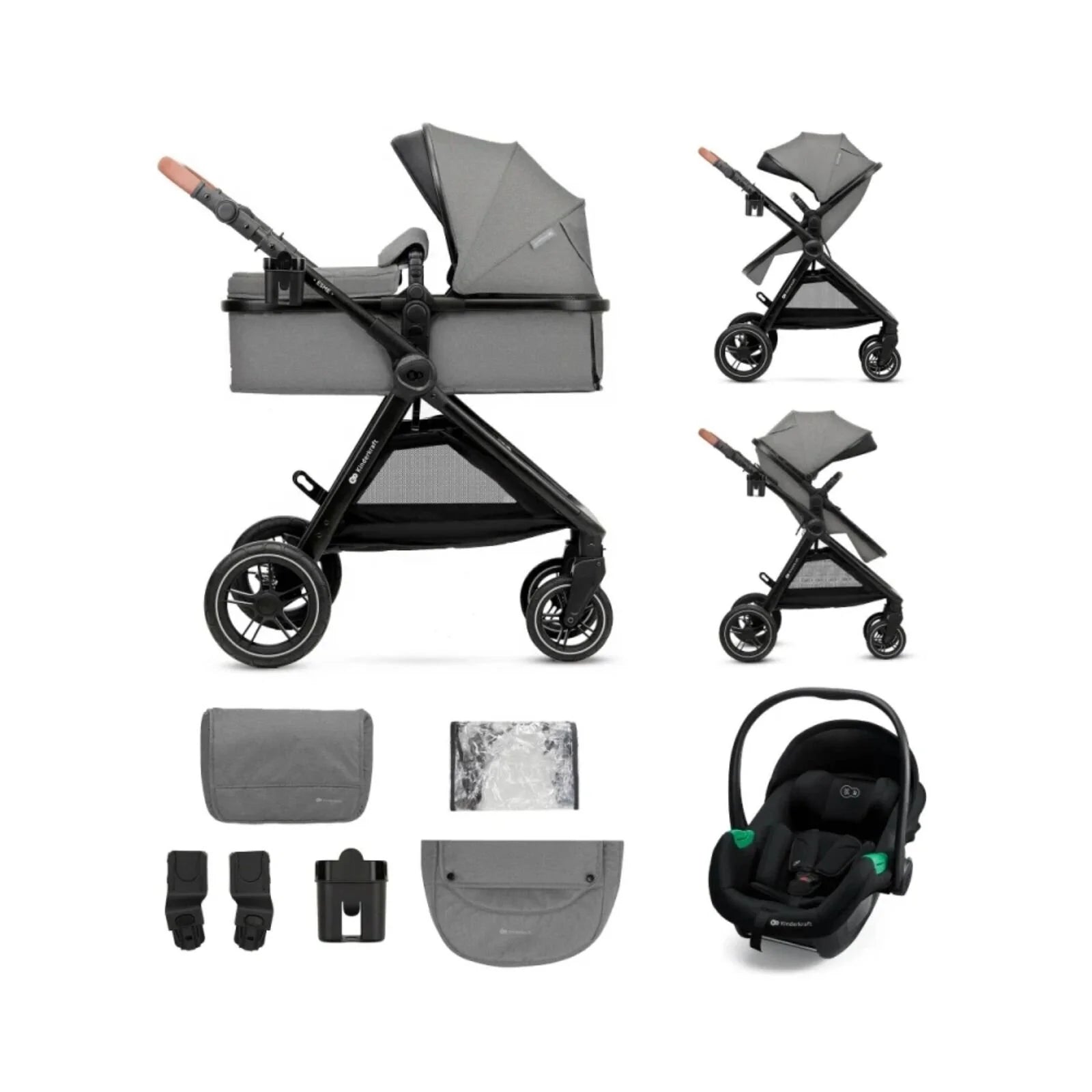 Kinderkraft Esme 3 - in - 1 Travel System with Mink Pro Car Seat - Moonlight Grey Moonlight Grey - ebebek - Christmas