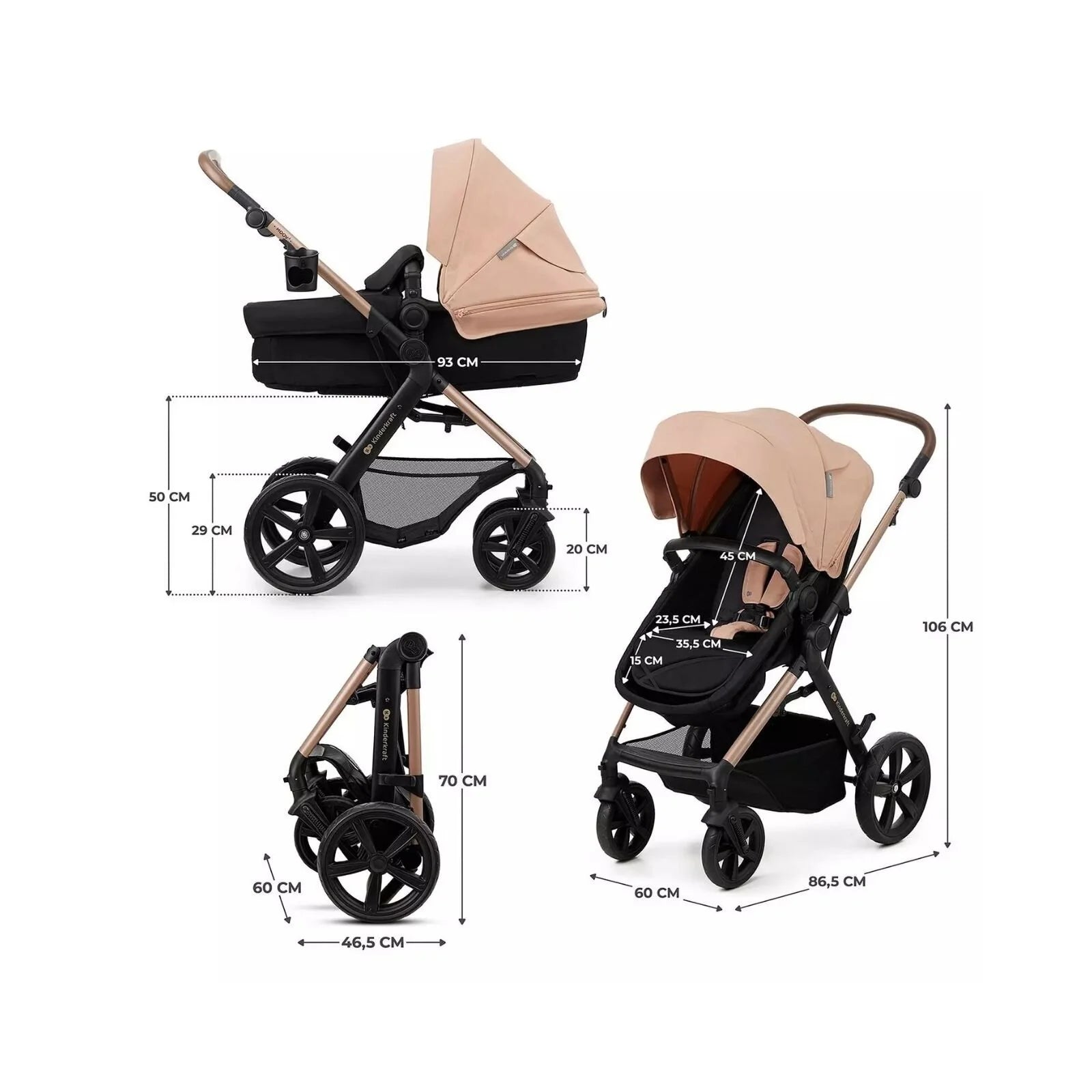 Kinderkraft Moov 2 3 - in - 1 Travel System - Beige - ebebek - Black Friday