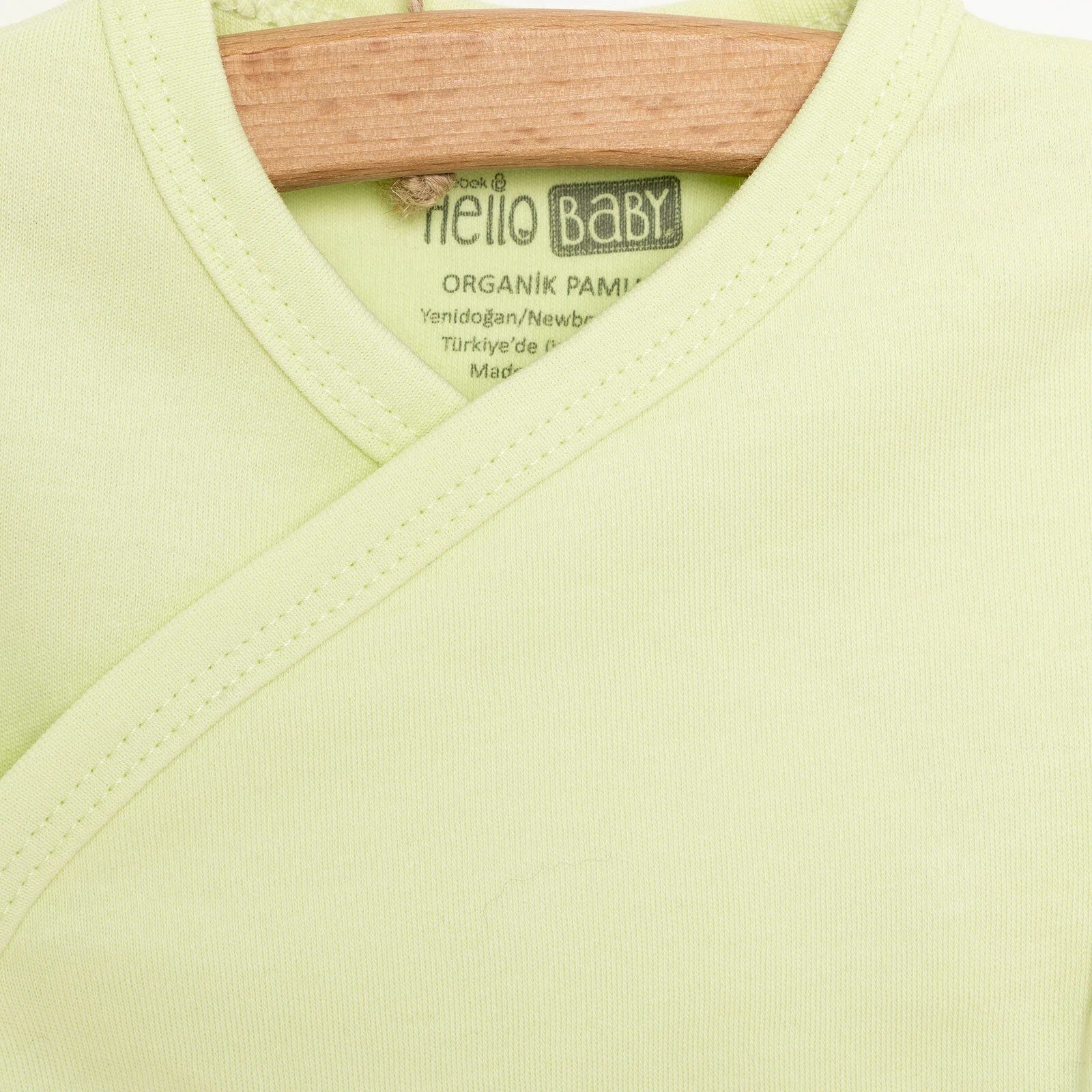 HelloBaby Newborn Organic Wrapover Top - Hat - Footed Set - Green - ebebek - Black Friday