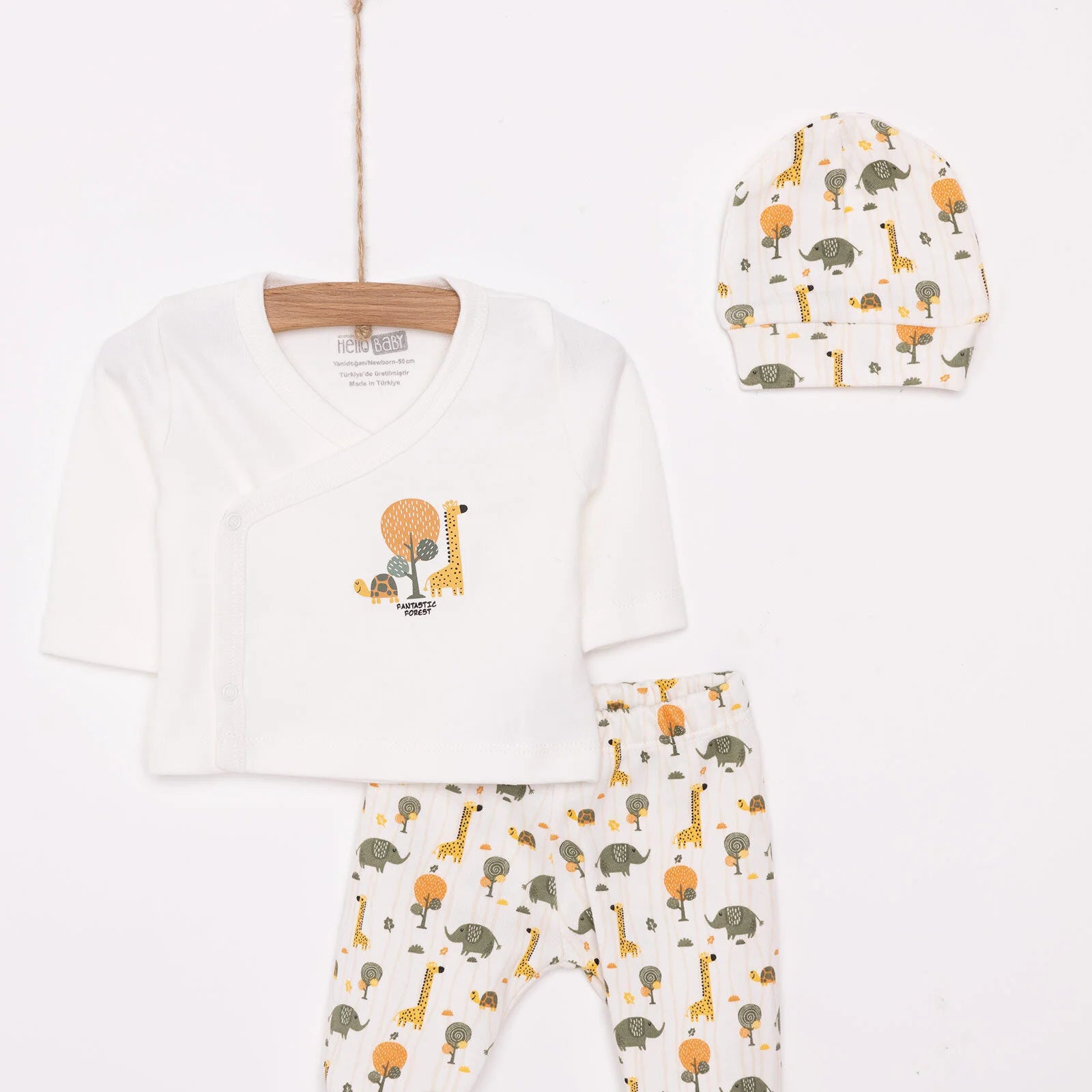 HelloBaby Newborn Baby Boy Body - Footed Bottom - Hat - Ecru - ebebek - Black Friday