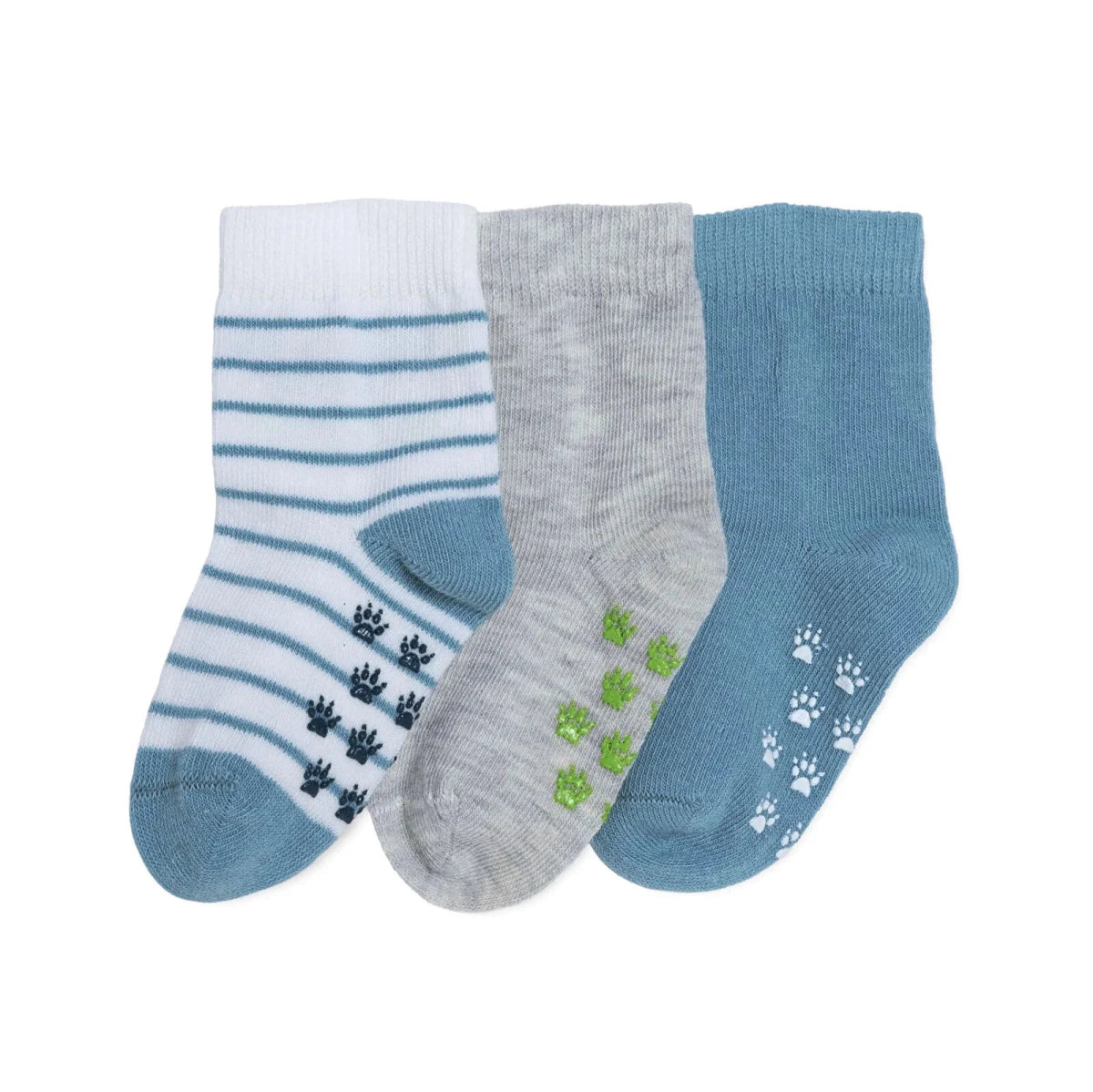 HelloBaby Boys 3 - Pack Non - Slip Socks Animal Print - Light Blue Light Blue - ebebek