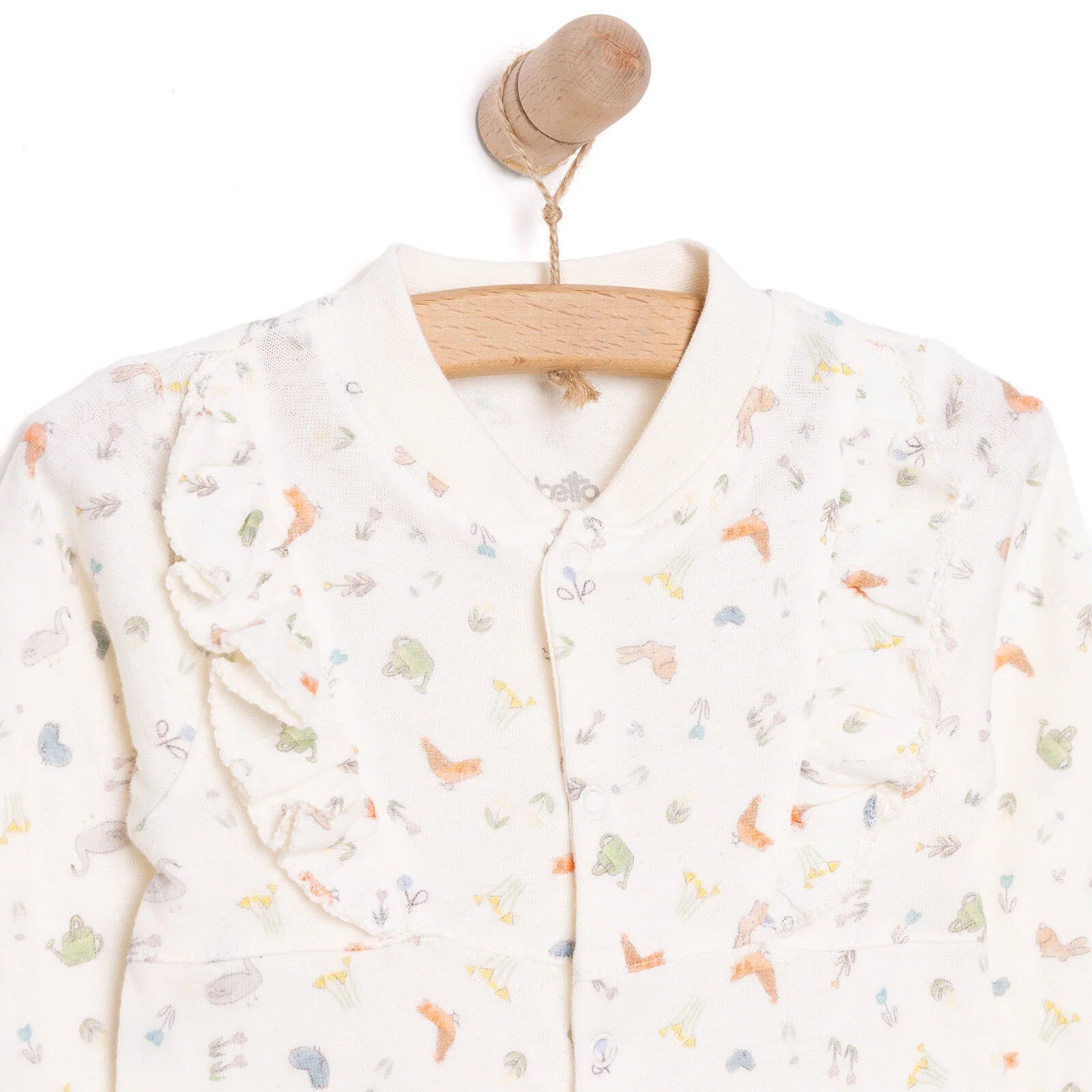 Bebetto Happy Garden Girl Footed Jumpsuit - Ecru - ebebek - Black Friday