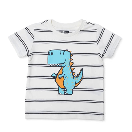HelloBaby Boys T-shirt Dinosaur Print Crew Neck Short Sleeve - White White - ebebek