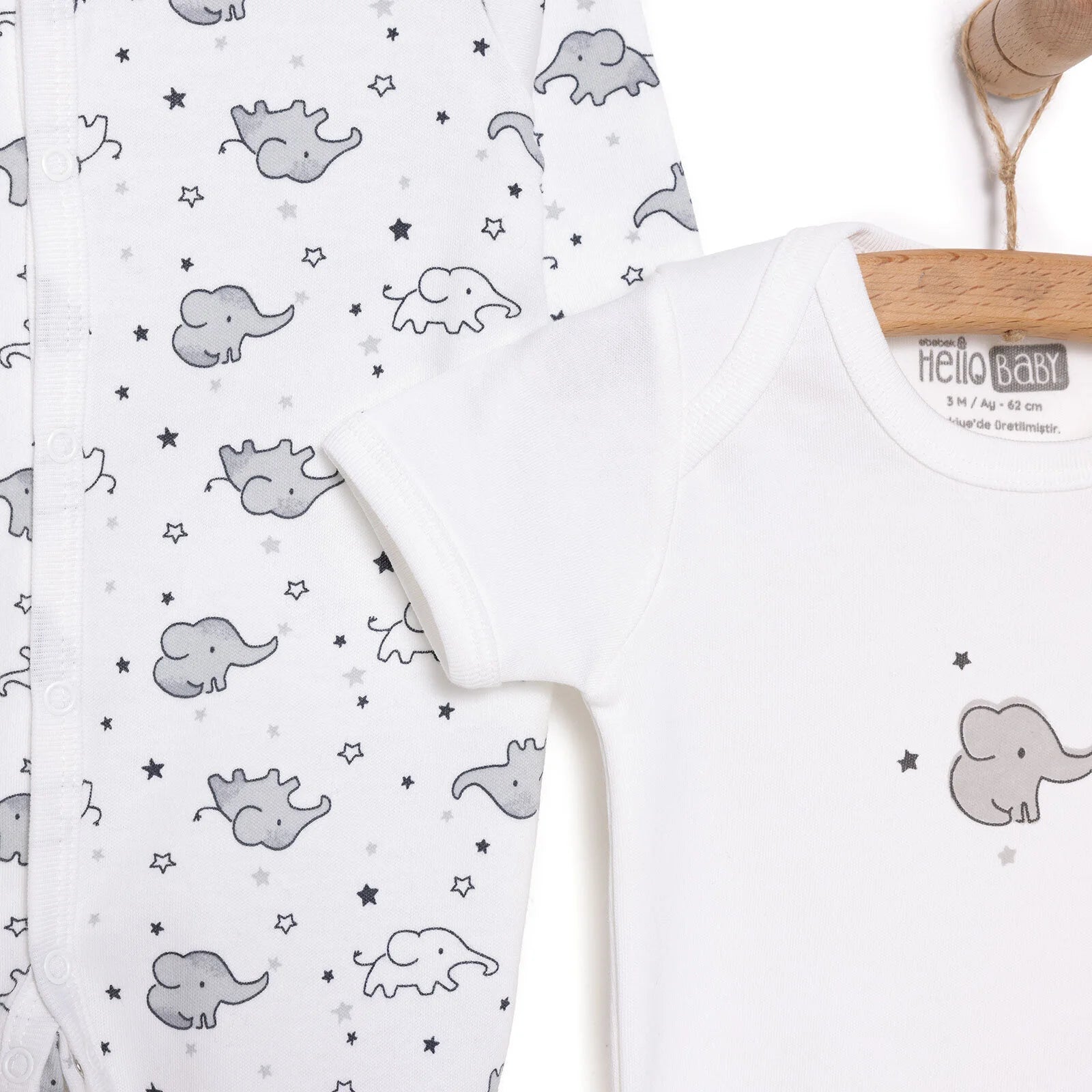 HelloBaby Newborn Baby Cute Elephant Jumpsuit - Ecru - ebebek - Black Friday