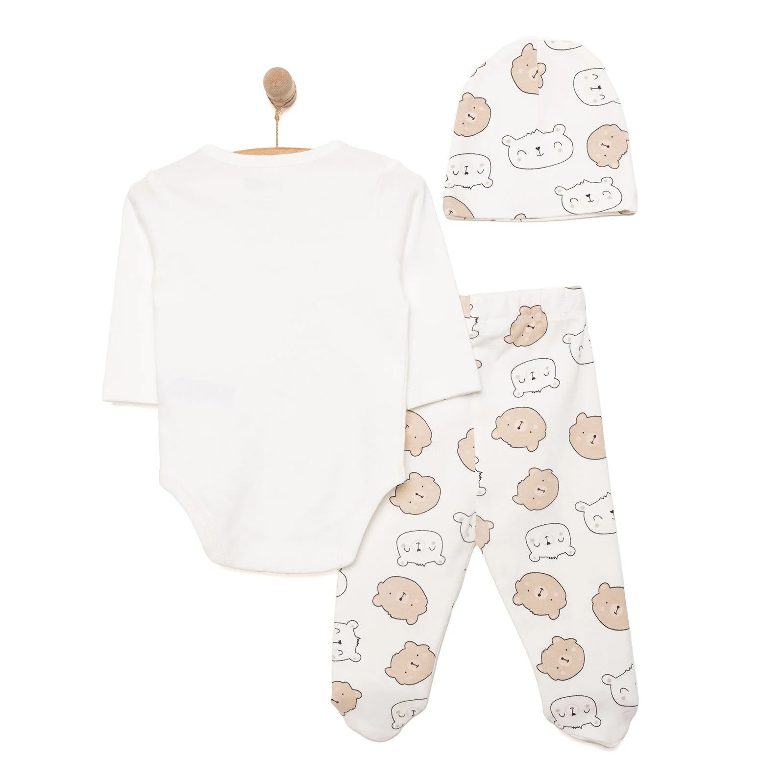 HelloBaby Boy Body - Footed Bottom - Hat - Ecru - ebebek - Black Friday