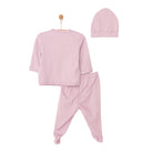 HelloBaby Newborn Organic Wrapover Top - Hat - Footed Set - Light Rose - ebebek - Black Friday