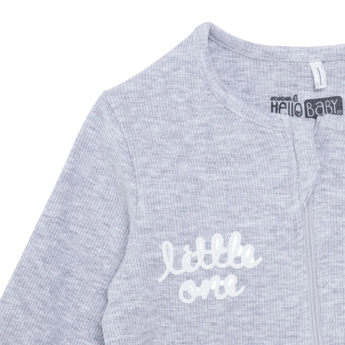 Baby Boy Footed Sleepsuit Zip Fastening Crew Neck - Grey Grey - ebebek