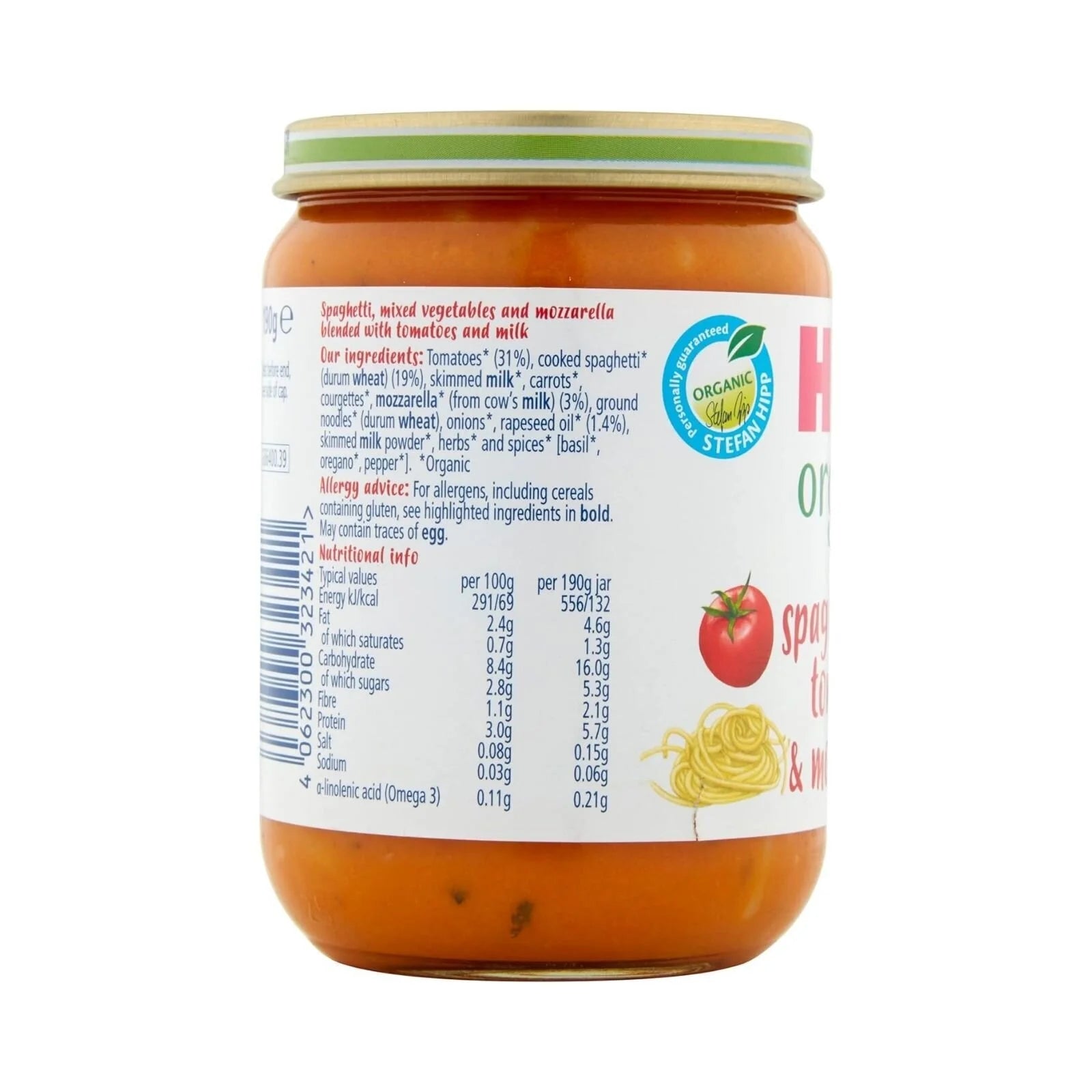 HiPP Organic Spaghetti with Tomatoes & Mozzarella Baby Food Jar 7+ months 190g - ebebek - Black Friday
