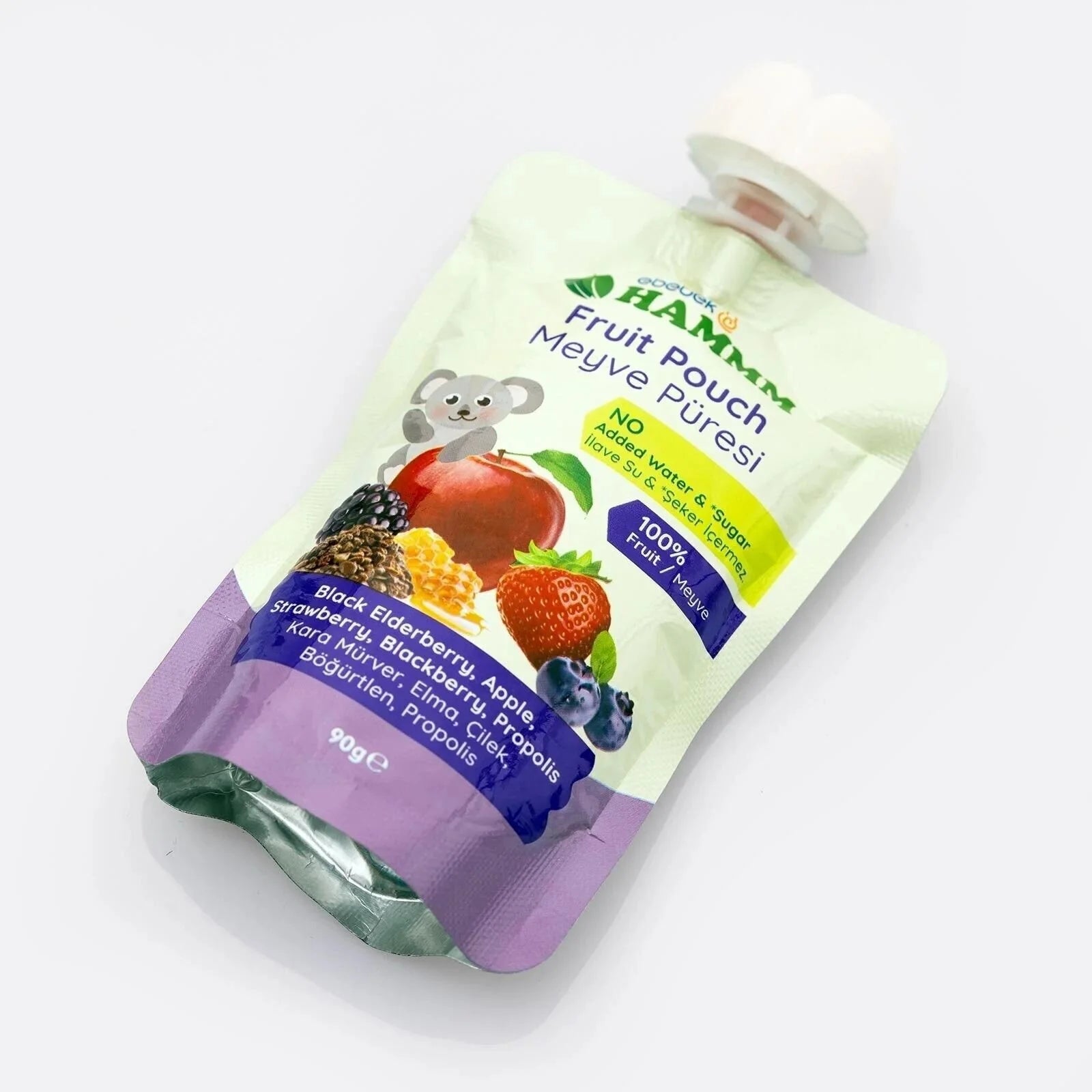 Hammm Black Elderbery Apple Strawbery Blackberry & Propolis Puree Pouch 90g - ebebek - Black Friday