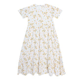 Baby Mom Mother Maternity Dress Daisy Print Crew Neck Full Length Short Sleeve - Ecru Printed Ecru Printed - ebebek