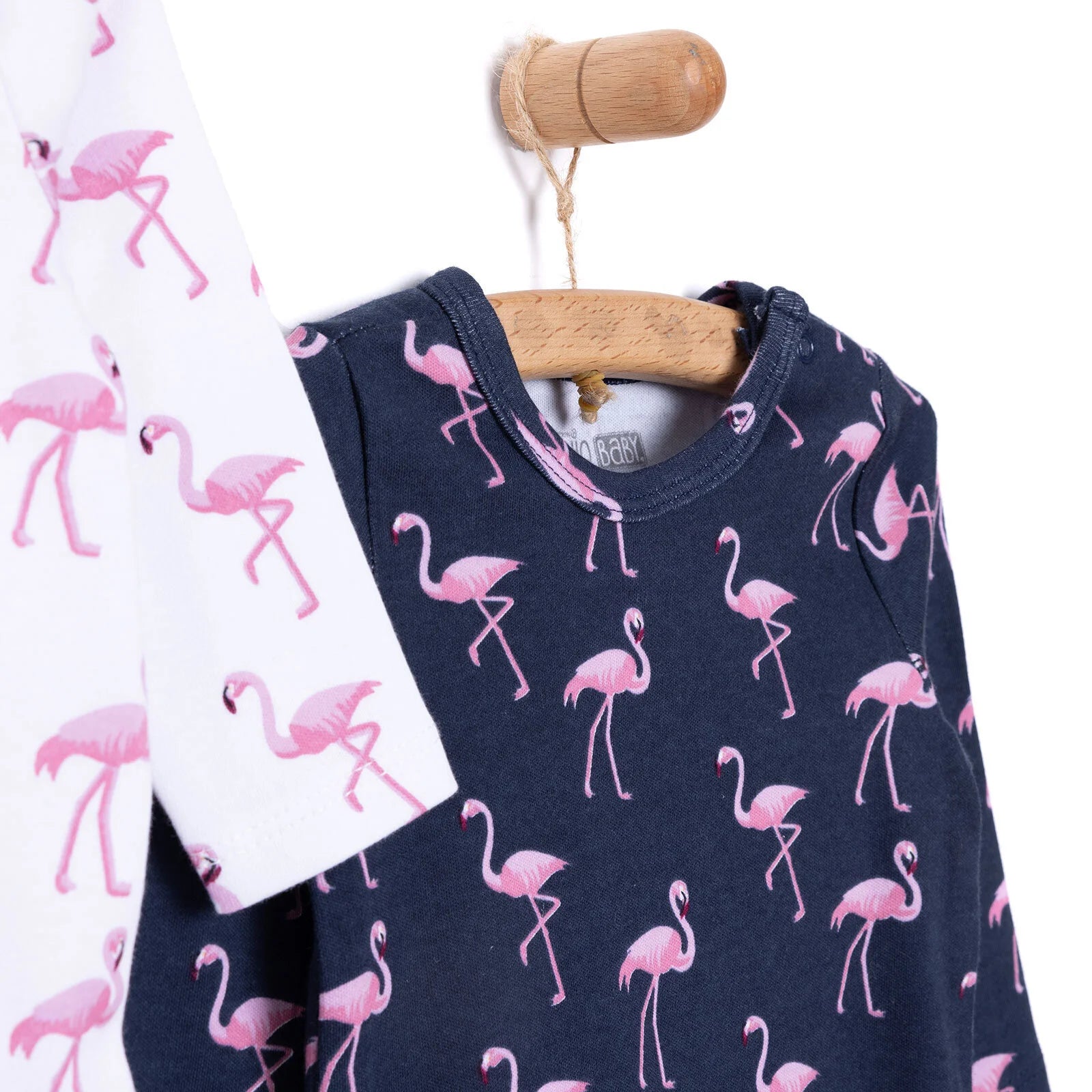 HelloBaby Girl Flamingo Printed 2 - Pack Long Sleeve Body - Navy Blue - ebebek - Black Friday