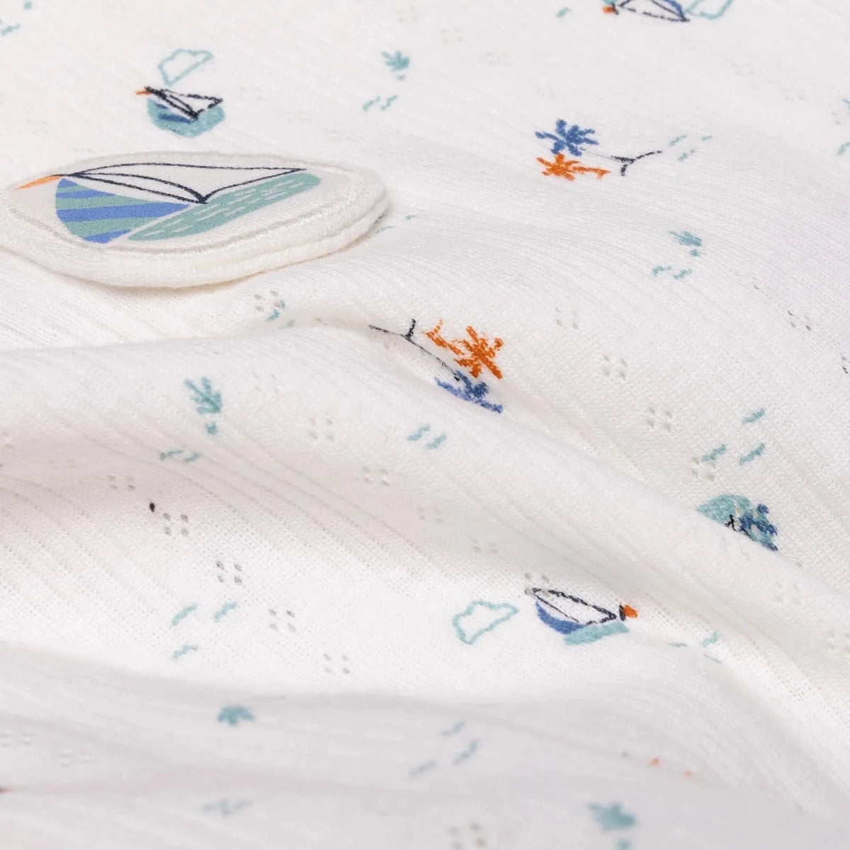 Bebetto Boys T-shirt & Footless Bottom Set Nautical Print Snap Fastening Palm in the Sea Crew Neck F - Petrol Green Petrol Green - ebebek