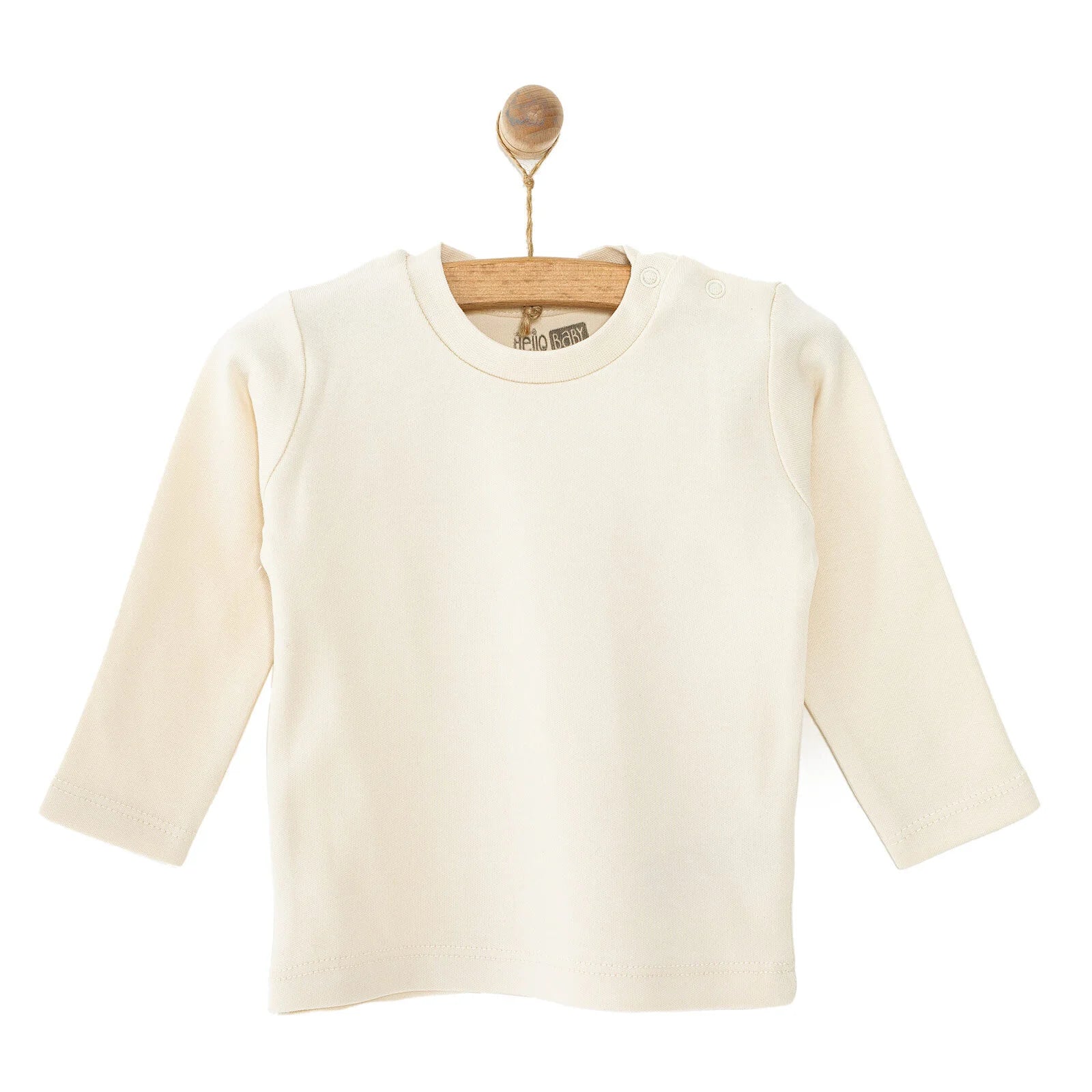 HelloBaby Basic Unisex Long Sleeve T-shirt - White - Ecru - ebebek - Black Friday