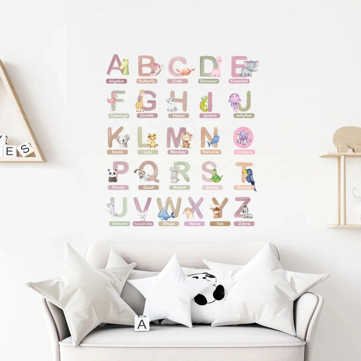 Live Vida Alphabet Wall Stickers with Animal Figures 26 pcs - Pink - ebebek