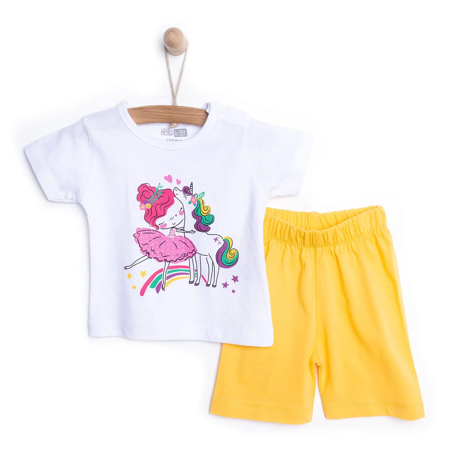 HelloBaby Baby Girl Short Sleeve Pyjamas Set - White - ebebek - Black Friday