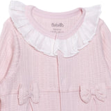 Bebetto Girls Footed Sleepsuit Snap Fastening Sweet Princess Frill Neck Full Length Long Sleeve - Pink Pink - ebebek