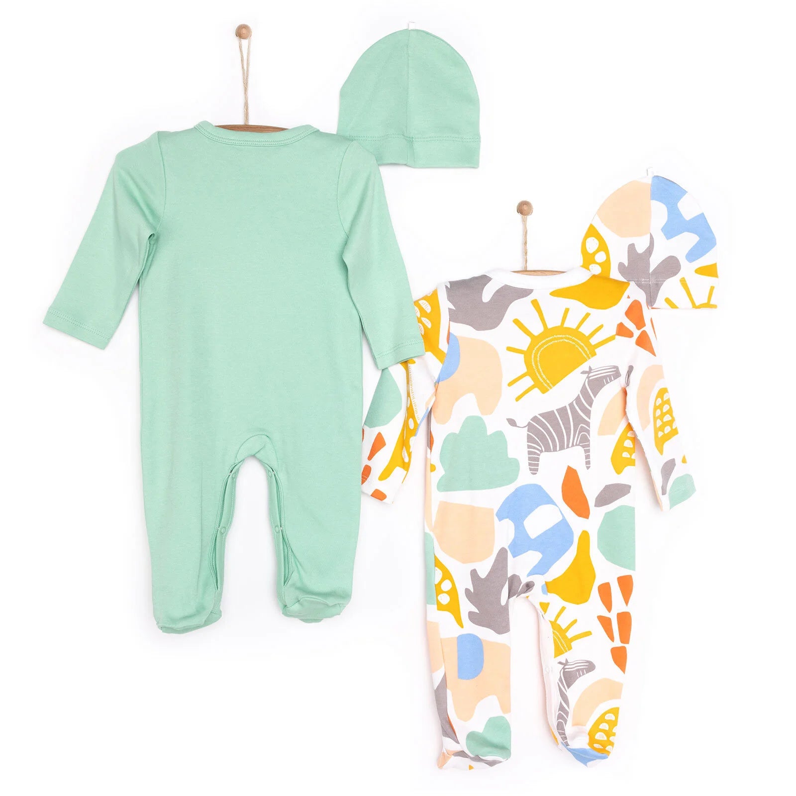 HelloBaby Newborn Footed Jumpsuit - Hat 2 Pcs - Green - ebebek - Black Friday