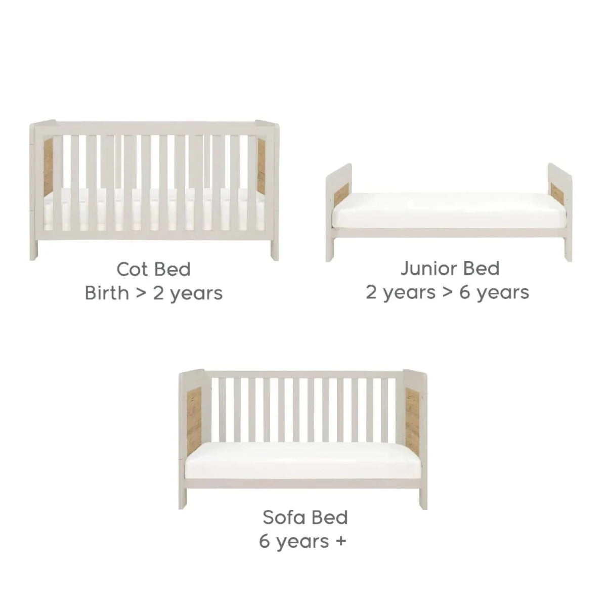 Tutti Bambini Alba Cot Bed - White Sand / Distressed Oak White Sand / Distressed Oak - ebebek