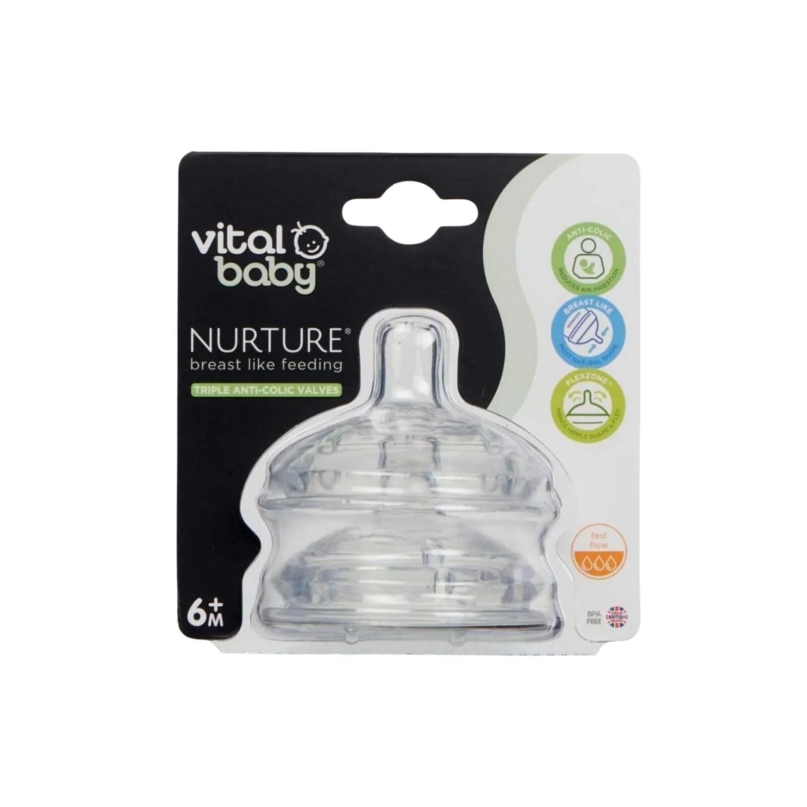 Vital Baby Nurture Breast Like Feeding Teat Fast Flow Pack of 2 - ebebek - Black Friday